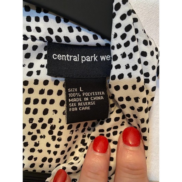 Jabot Sleeveless Blouse Large by Central Park West Black White NEW - Picture 5 of 6